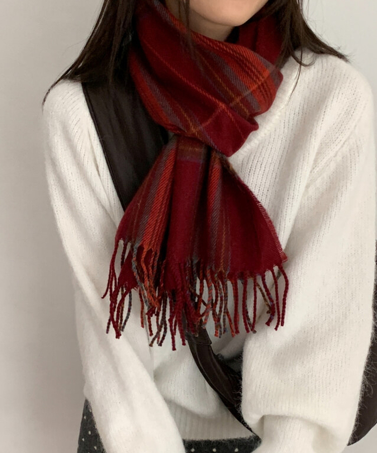 ビンテージタータンチェックマフラー RED