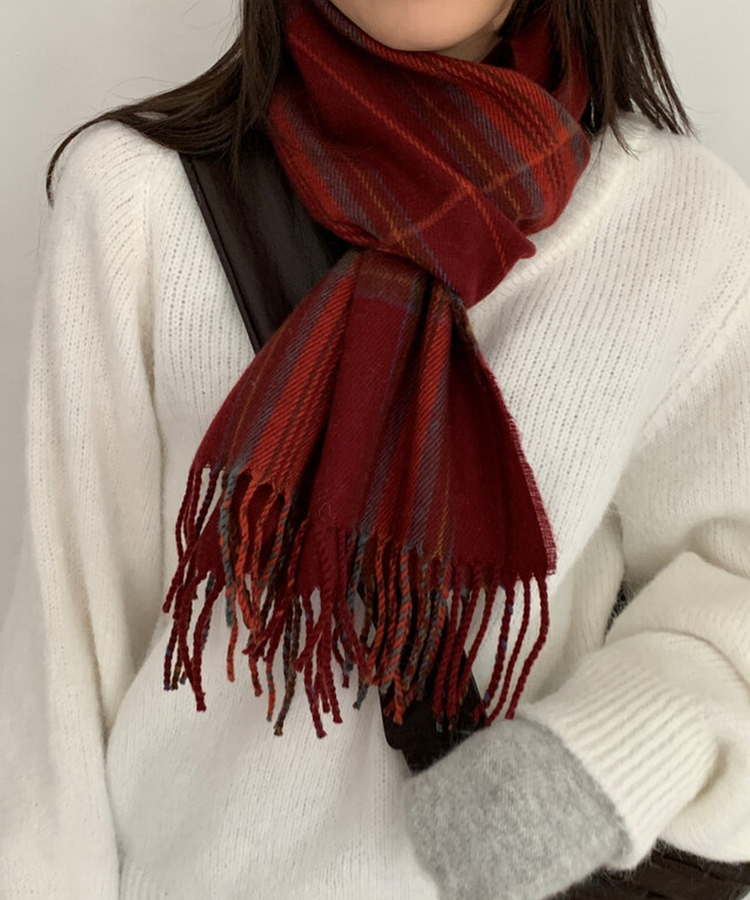 ビンテージタータンチェックマフラー RED