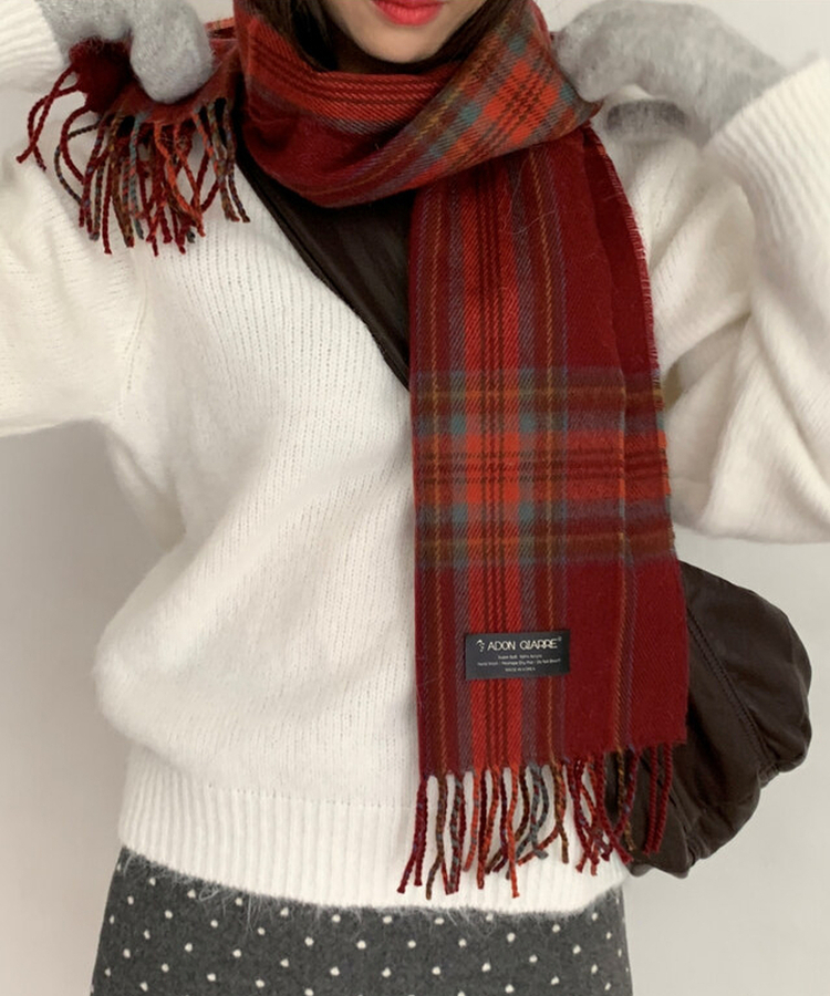 ビンテージタータンチェックマフラー RED