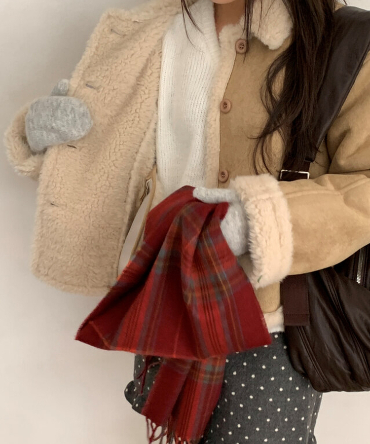 ビンテージタータンチェックマフラー RED