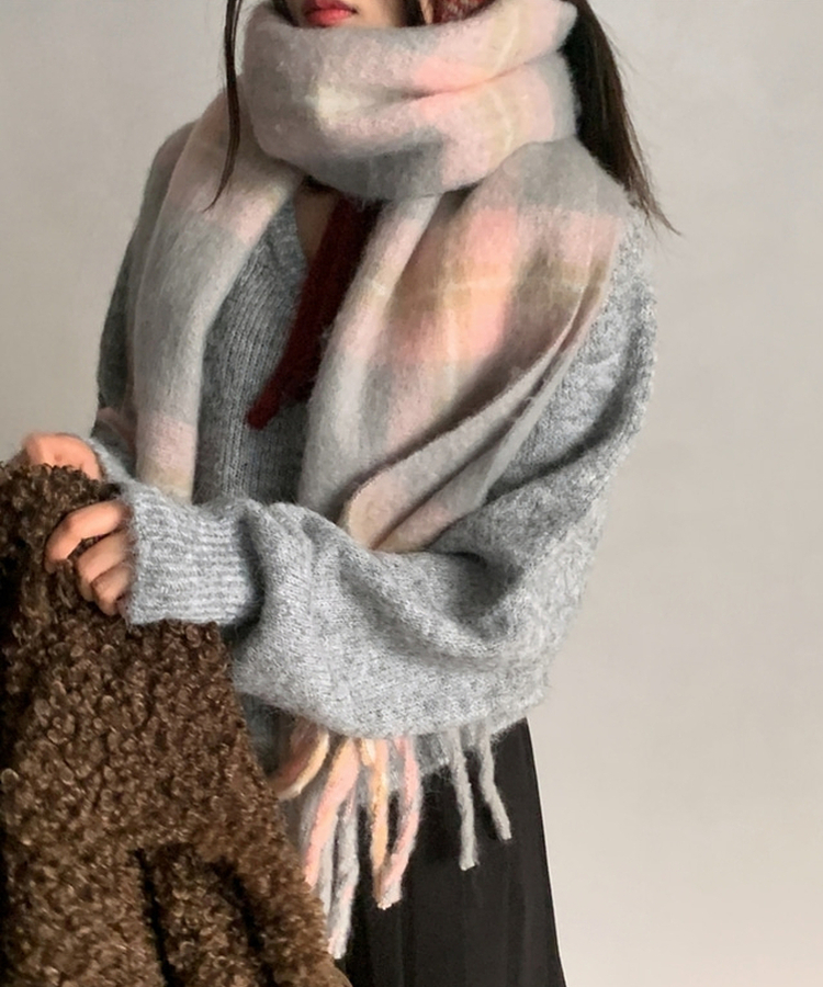 チェックタッセルマフラー ROSIE