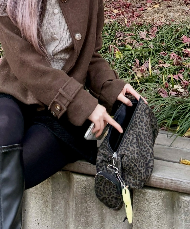 호피 키링 빈티지 미니 숄더백 차콜