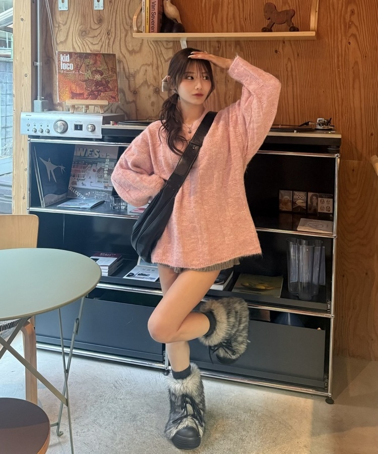 レザーショルダークロスバック BLACK