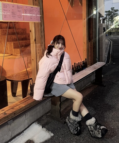 クロップストラップフードダウン LIGHT PINK