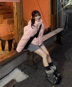 クロップストラップフードダウン LIGHT PINK