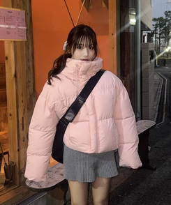 クロップストラップフードダウン LIGHT PINK