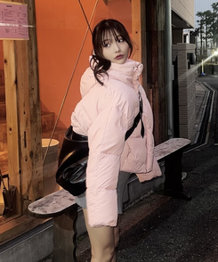 クロップストラップフードダウン LIGHT PINK