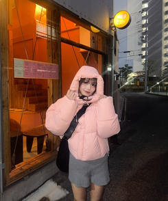 クロップストラップフードダウン LIGHT PINK