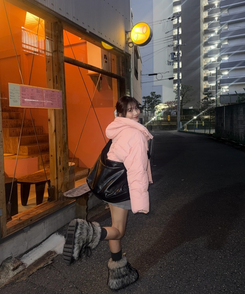 クロップストラップフードダウン LIGHT PINK