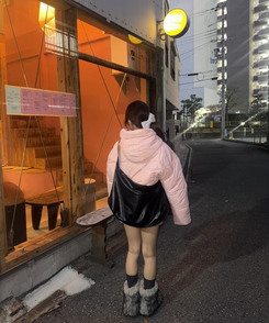 クロップストラップフードダウン LIGHT PINK