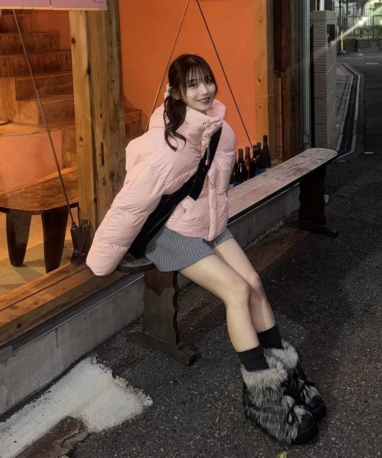 クロップストラップフードダウン LIGHT PINK