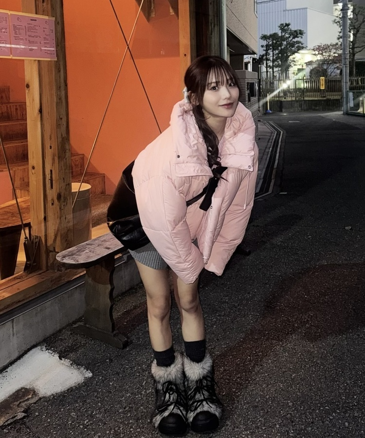 クロップストラップフードダウン LIGHT PINK