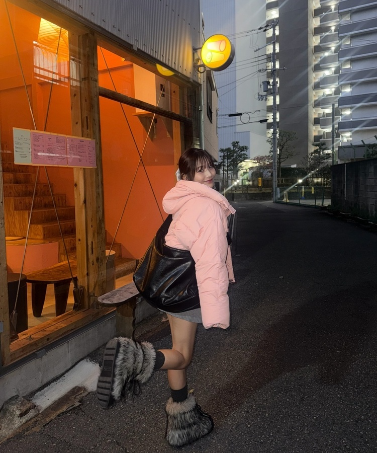 クロップストラップフードダウン LIGHT PINK