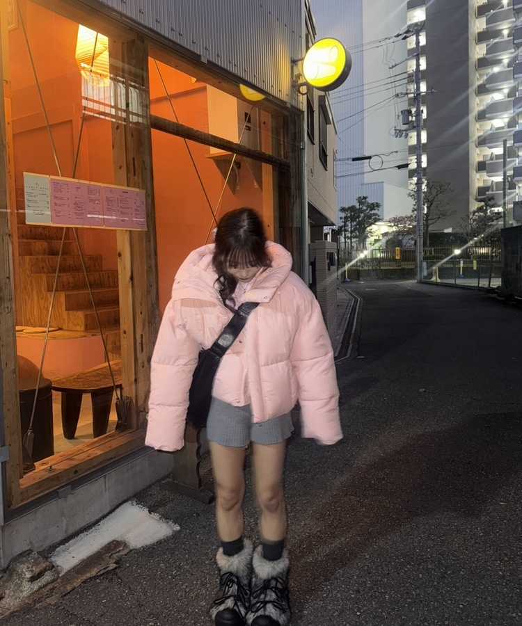 クロップストラップフードダウン LIGHT PINK