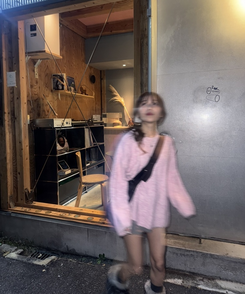 ファーリボンアンクルブーツ BLACK