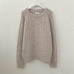 도톰 폭닥 꽈배기 케이블 라운드 오버핏 겨울 울니트 빅사이즈