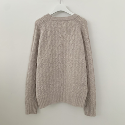 도톰 폭닥 꽈배기 케이블 라운드 오버핏 겨울 울니트 빅사이즈