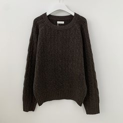 도톰 폭닥 꽈배기 케이블 라운드 오버핏 겨울 울니트 빅사이즈