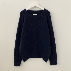 도톰 폭닥 꽈배기 케이블 라운드 오버핏 겨울 울니트 빅사이즈