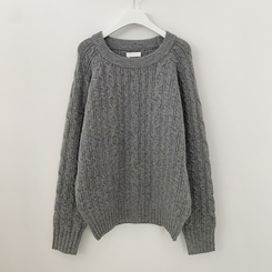 도톰 폭닥 꽈배기 케이블 라운드 오버핏 겨울 울니트 빅사이즈