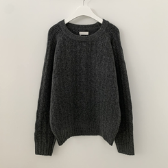 도톰 폭닥 꽈배기 케이블 라운드 오버핏 겨울 울니트 빅사이즈