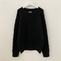 도톰 폭닥 꽈배기 케이블 라운드 오버핏 겨울 울니트 빅사이즈