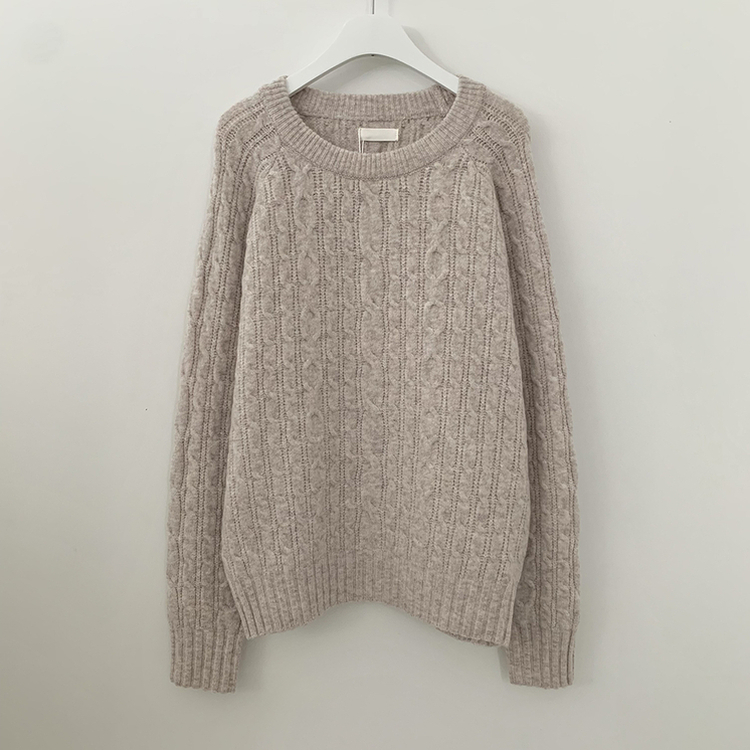 도톰 폭닥 꽈배기 케이블 라운드 오버핏 겨울 울니트 빅사이즈