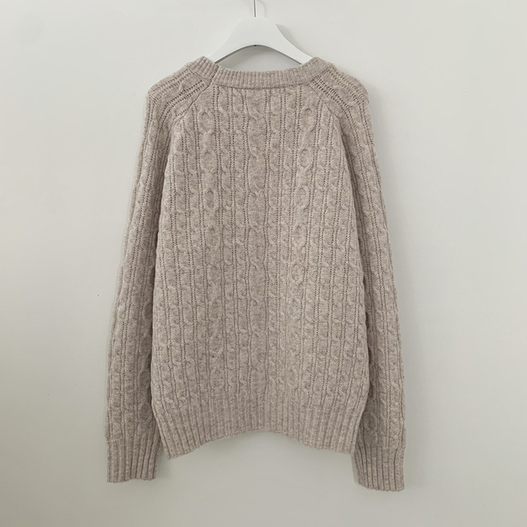 도톰 폭닥 꽈배기 케이블 라운드 오버핏 겨울 울니트 빅사이즈