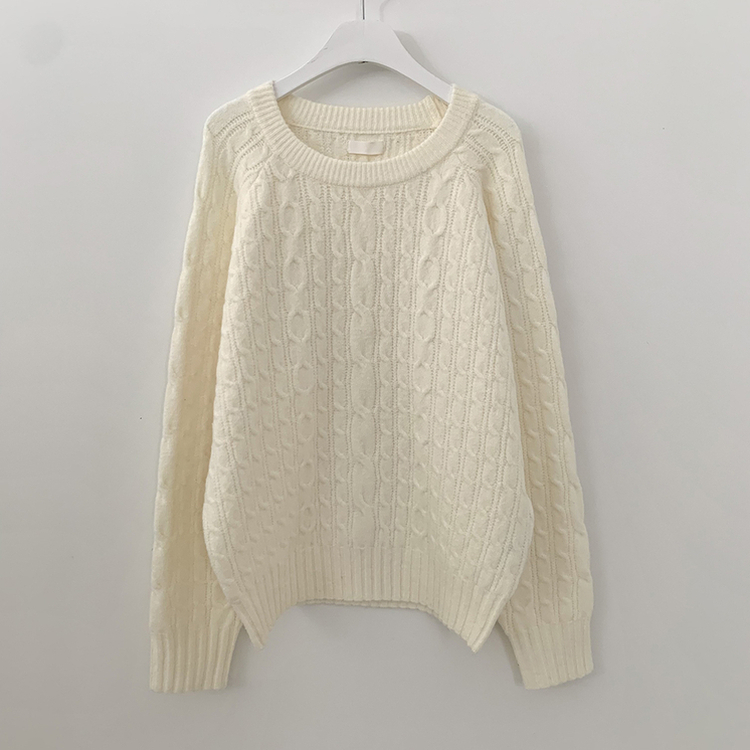 도톰 폭닥 꽈배기 케이블 라운드 오버핏 겨울 울니트 빅사이즈