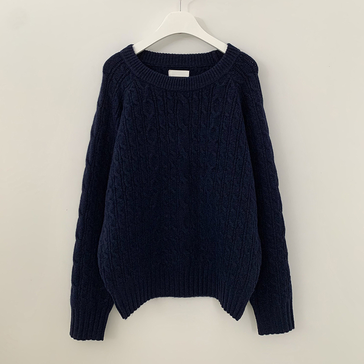 도톰 폭닥 꽈배기 케이블 라운드 오버핏 겨울 울니트 빅사이즈