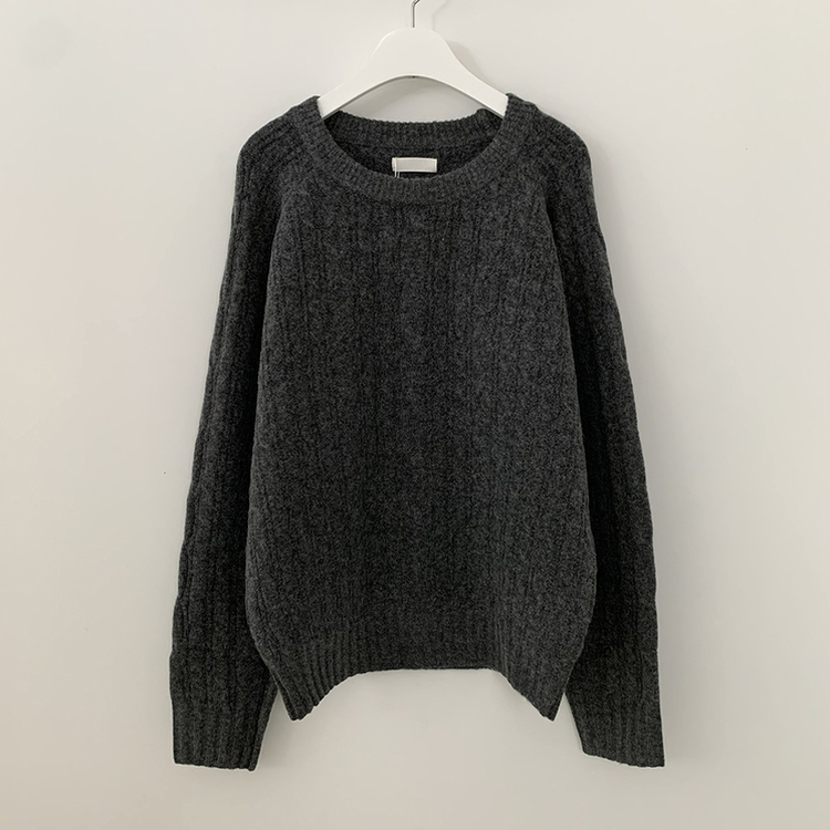 도톰 폭닥 꽈배기 케이블 라운드 오버핏 겨울 울니트 빅사이즈