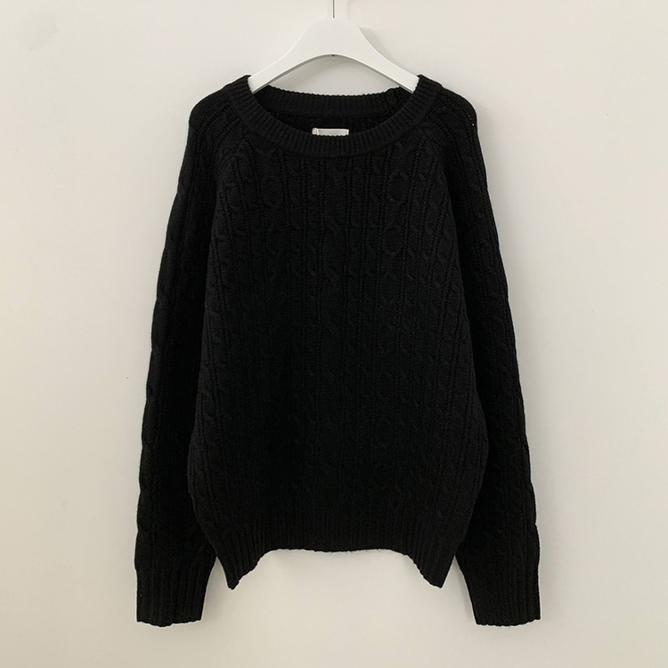 도톰 폭닥 꽈배기 케이블 라운드 오버핏 겨울 울니트 빅사이즈