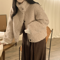 ウールハイネックスエードムートンジャンパー BEIGE