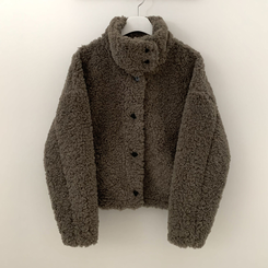 ウールハイネックスエードムートンジャンパー