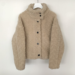 ウールハイネックスエードムートンジャンパー