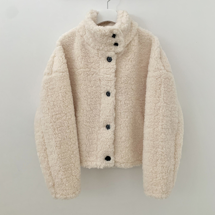 ウールハイネックスエードムートンジャンパー