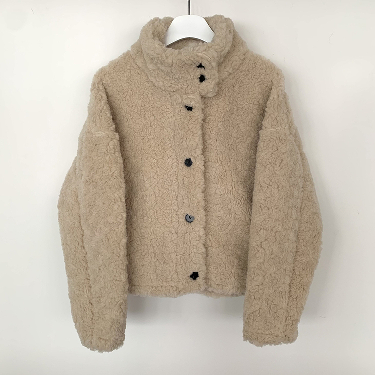 ウールハイネックスエードムートンジャンパー