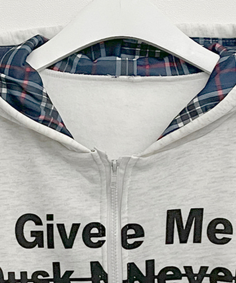 레터링체크셔츠레이어드투웨이박스핏기모후드집업