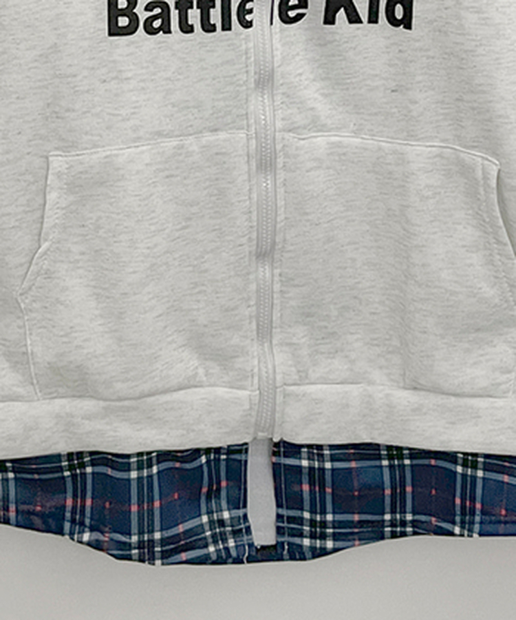 레터링체크셔츠레이어드투웨이박스핏기모후드집업