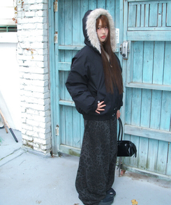 レオパードバルーンオーバーフィットパンツ GREY