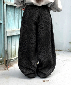 レオパードバルーンオーバーフィットパンツ GREY