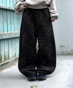 レオパードバルーンオーバーフィットパンツ GREY