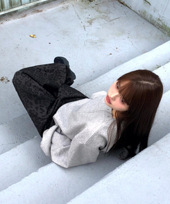 レオパードバルーンオーバーフィットパンツ GREY