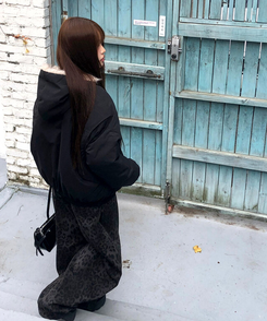 レオパードバルーンオーバーフィットパンツ GREY