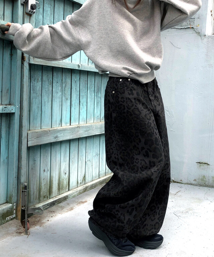 レオパードバルーンオーバーフィットパンツ GREY