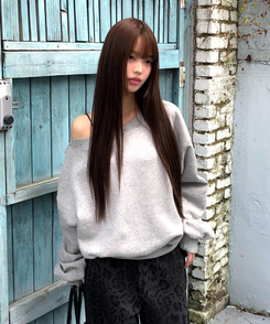 【起毛】オーバーフィットオフスタッド長袖 MELANGE