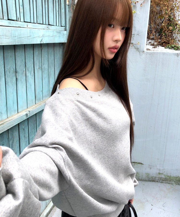 【起毛】オーバーフィットオフスタッド長袖 MELANGE