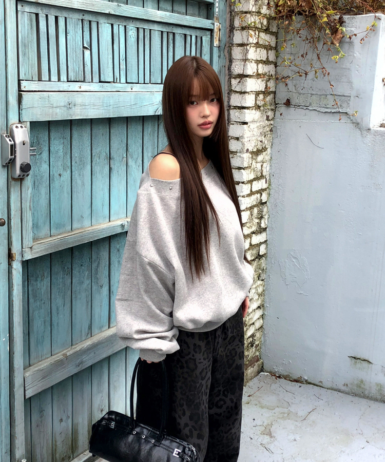 【起毛】オーバーフィットオフスタッド長袖 MELANGE