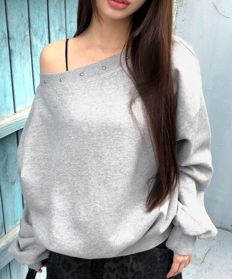 【起毛】オーバーフィットオフスタッド長袖 MELANGE