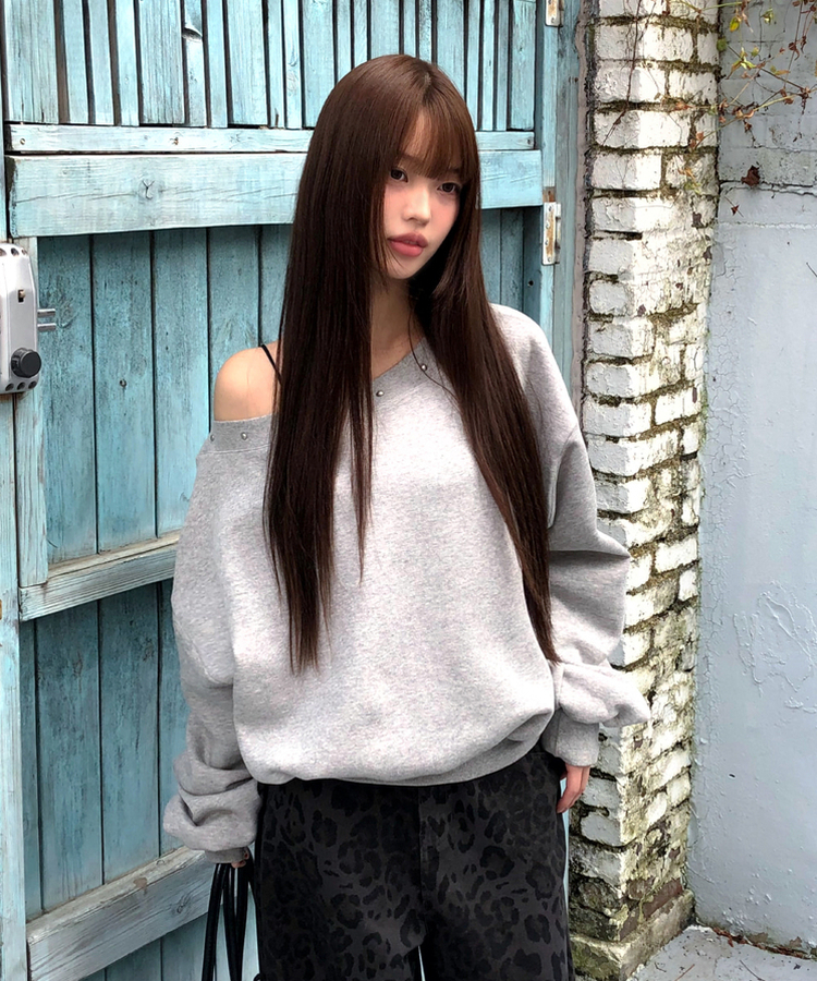 【起毛】オーバーフィットオフスタッド長袖 MELANGE